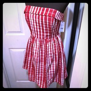 Vineyard Vines Red and White Strapless Gingham Dress